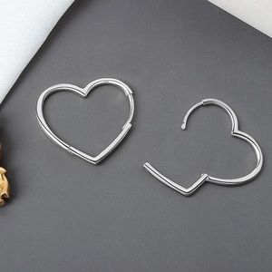 Elegant Silver Heart Hoop Earrings